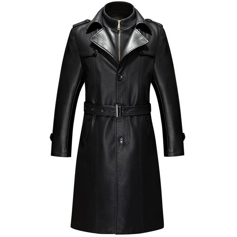 Faux Leather Jacket Men Winter Long Coats Winter Jacket Male Fleece Trench Overcoats Sashes Waterproof Windbreaker Skin Coats
Faux Leather Jacket Men Winter Long Coats Winter Jacket Male Fleece Trench Overcoats Sashes Waterproof Windbreaker Skin Coats