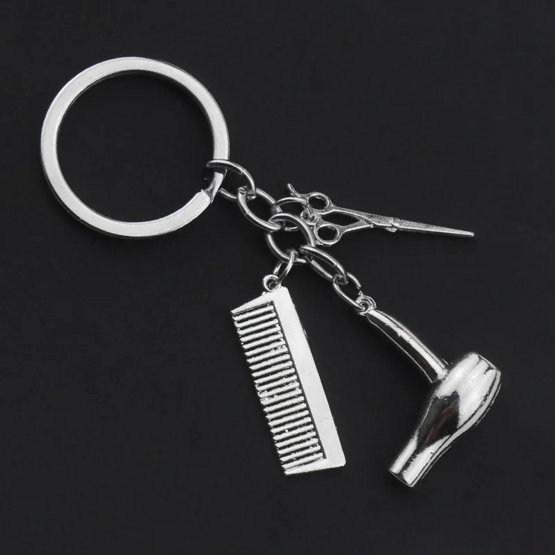Creative Scissors Comb Hair Drier Keychain Metal Gold Silver Personality Key chain Bag Pendant Accessaries Keyring D30
Creative Scissors Comb Hair Drier Keychain Metal Gold Silver Personality Key chain Bag Pendant Accessaries Keyring D30