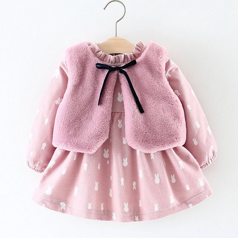 Fall Winter Wear Brand 2018 New Baby Girls Clothes Long-sleeved Floral Plus Velvet Dress+Fur Vest 2Pcs Suit Girls Clothes Sets
Fall Winter Wear Brand 2018 New Baby Girls Clothes Long-sleeved Floral Plus Velvet Dress+Fur Vest 2Pcs Suit Girls Clothes Sets