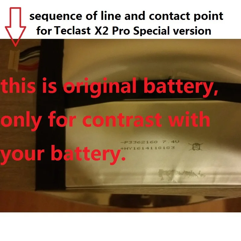 Battery for Teclast X2 Pro Tablet PC New Li Polymer Rechargeable Accumulator Pack Replacement 7.6V P3362160 Track Code
Battery for Teclast X2 Pro Tablet PC New Li Polymer Rechargeable Accumulator Pack Replacement 7.6V P3362160 Track Code