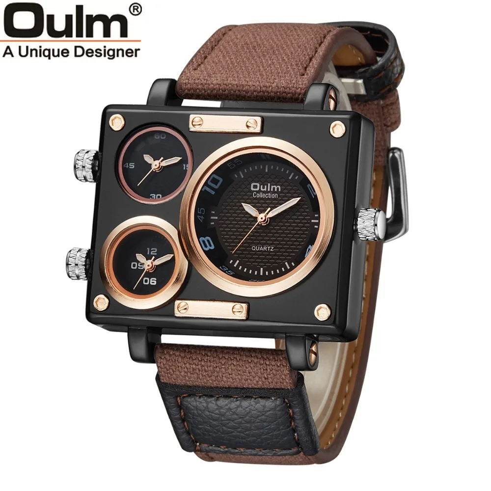 Oulm Luxury Quartz Men Watch Rectangle Men Quartz Wristwatch Fashion Three Time Zone Canvas StrapMale Watch Relogio Masculino
Oulm Luxury Quartz Men Watch Rectangle Men Quartz Wristwatch Fashion Three Time Zone Canvas StrapMale Watch Relogio Masculino