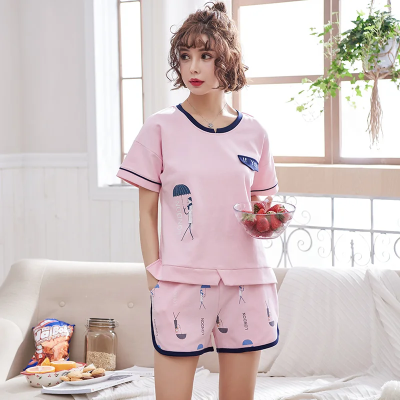 Pure Colour Print Tee And Shorts Pajama Set 2018 Round Neck Cute Pajama Set Woman Short Sleeve Pajama Set
Pure Colour Print Tee And Shorts Pajama Set 2018 Round Neck Cute Pajama Set Woman Short Sleeve Pajama Set