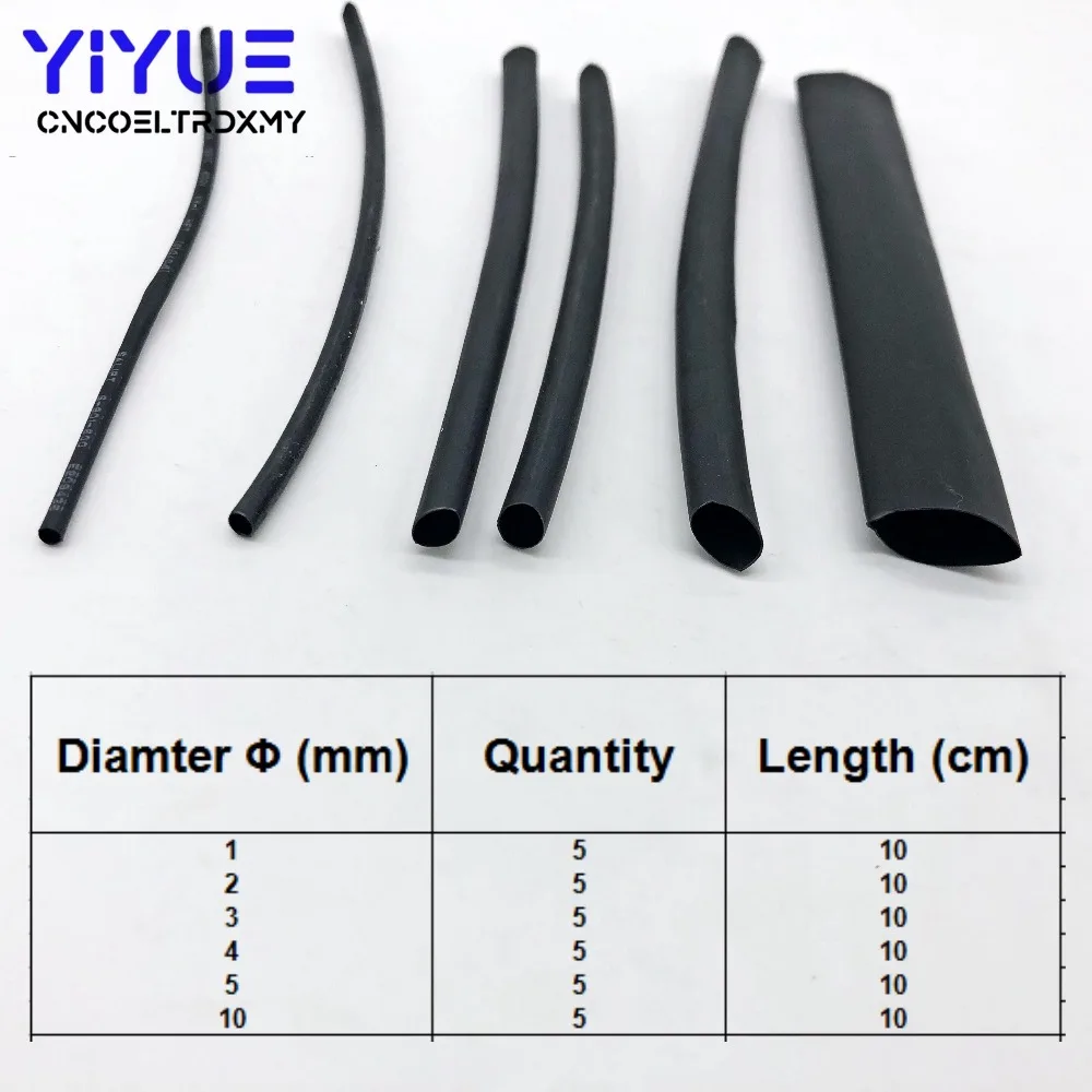 30pcs/set Assorted Heat Shrink Tube Black Wire Wrap Electrical Insulation Cable Sleeving 1-10mm
30pcs/set Assorted Heat Shrink Tube Black Wire Wrap Electrical Insulation Cable Sleeving 1-10mm