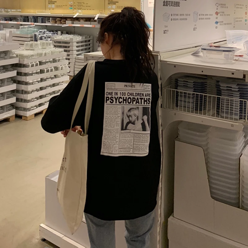 3 Colors Mihoshop Ulzzang Korean Korea Women Fashion Clothing Letter Paper Print Black Loose Round Collar T shirt
3 Colors Mihoshop Ulzzang Korean Korea Women Fashion Clothing Letter Paper Print Black Loose Round Collar T shirt