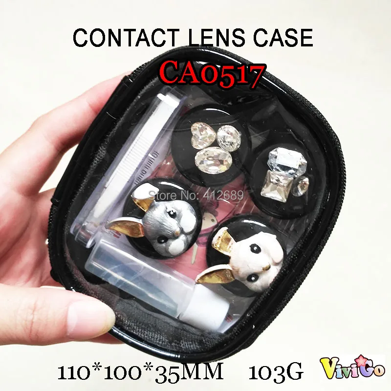 FREE SHIPPING CA0517 cute rabbit head with blingbling diamond DECO 2pairs contact lens case with PU bag
FREE SHIPPING CA0517 cute rabbit head with blingbling diamond DECO 2pairs contact lens case with PU bag
