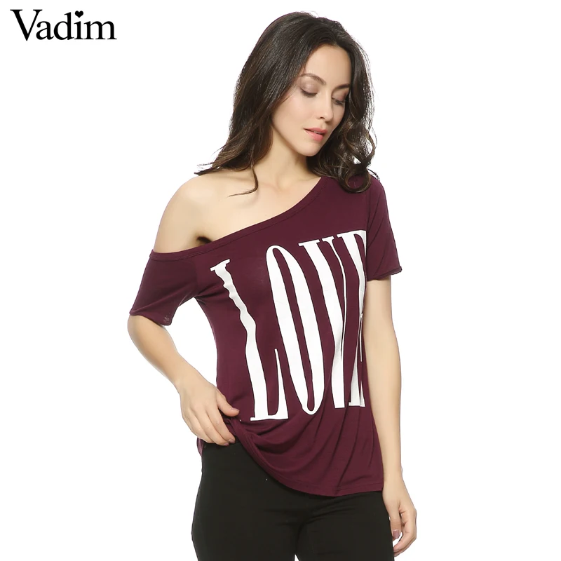 Women cute LOVE letters print T shirt short sleeve off shoulder shirts camisas femininas casual solid tops DT382
Women cute LOVE letters print T shirt short sleeve off shoulder shirts camisas femininas casual solid tops DT382