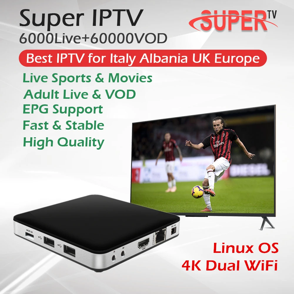 Tvip 605+The best Itlay Iptv Dual OS Android&Linux System Amlogic S905X WiFi Quad-core 4K Albania Germany Adult Europe Iptv Box
Tvip 605+The best Itlay Iptv Dual OS Android&Linux System Amlogic S905X WiFi Quad-core 4K Albania Germany Adult Europe Iptv Box