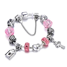 Por Pandora Bracelet Lots From China Spinner Love Diy Charm Bracelet Heart Key And Lock Pandora For Women Jewelry Christmas New Year S Gift