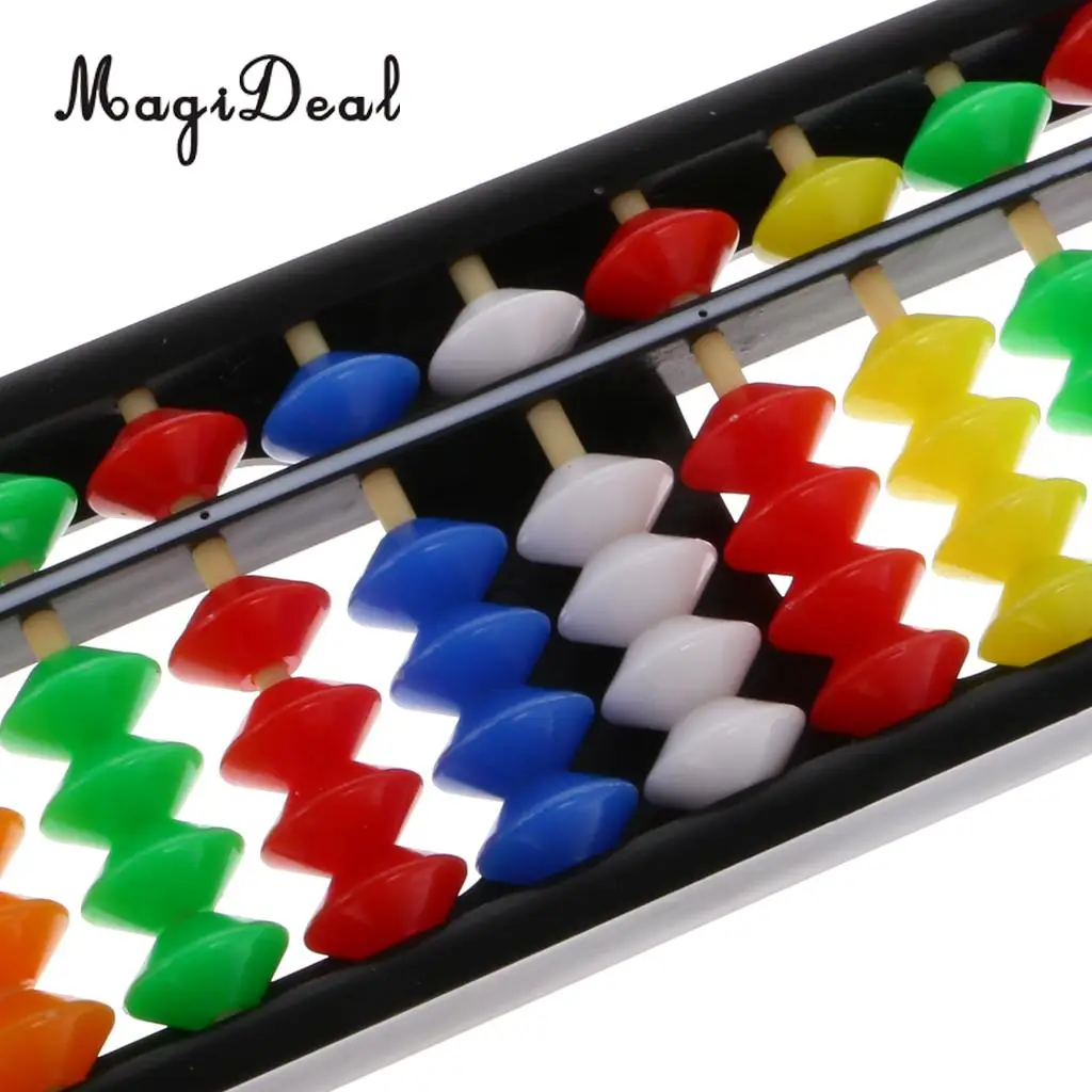 MagiDeal 13Rods Plastic Beads Abacus Soroban Calculating Tool Educational Math Toy for School Teacher Student Office Use 6Colors