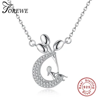 Forewe Delicate Balloon Girl & Moon Necklace 925 Sterling Silver Moon Pendant Necklace With 45cm Chain for Women Jewelry Gift
Forewe Delicate Balloon Girl & Moon Necklace 925 Sterling Silver Moon Pendant Necklace With 45cm Chain for Women Jewelry Gift