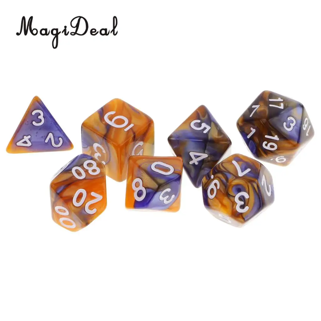 MagiDeal 42Pcs/Lot Double Colors Acrylic Polyhedral Dice 16mm for Dungeons Dragons DND MTG RPG Table Party Game Pub Bar Toys