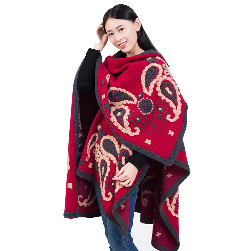 Women Winter Ponchos and Capes Oversized Thicken Wool Cardigans Coat Embroidery Warm Ponchos Long Scarf Indie Folk style Cloak
Women Winter Ponchos and Capes Oversized Thicken Wool Cardigans Coat Embroidery Warm Ponchos Long Scarf Indie Folk style Cloak