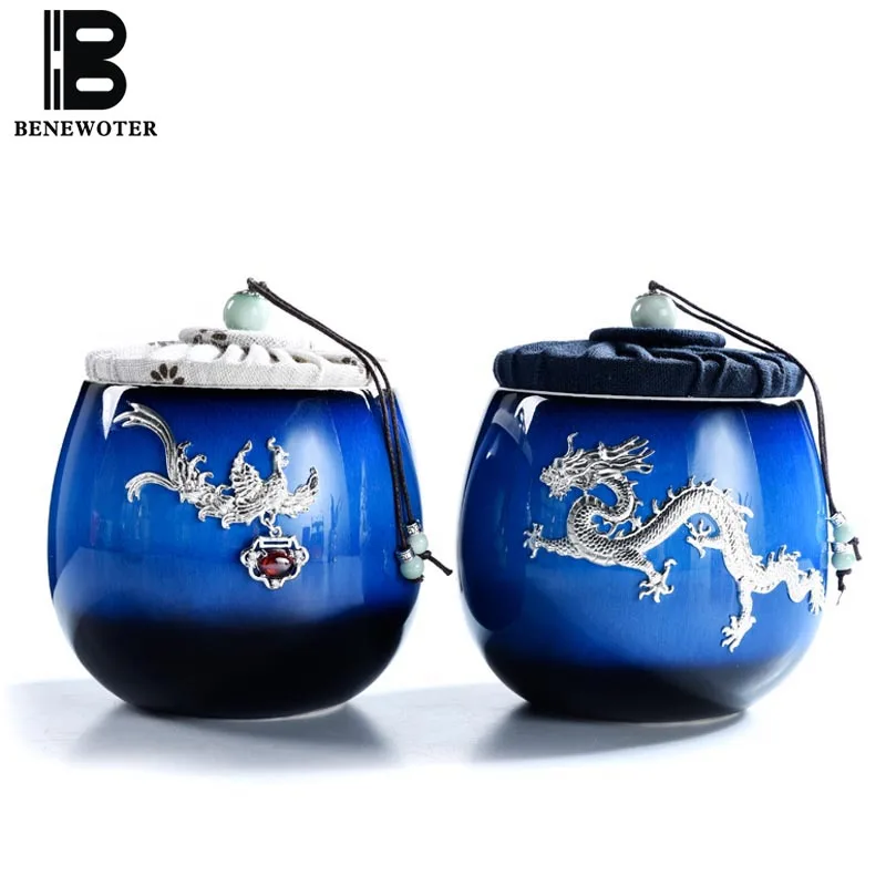 Chinese Silver Dragon Pattern Ceramic Tea Caddy Kung Fu Tea Set Vintage Crafts Decor Tea Storage Box Sealed Jars Food Containers
Chinese Silver Dragon Pattern Ceramic Tea Caddy Kung Fu Tea Set Vintage Crafts Decor Tea Storage Box Sealed Jars Food Containers