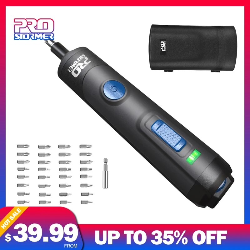PROSTORMER 4V Smart Cordless Mini Electric Screwdriver Rechargeable Lithium-ion Battery Screwdriver with Drill Bits Kits Set
PROSTORMER 4V Smart Cordless Mini Electric Screwdriver Rechargeable Lithium-ion Battery Screwdriver with Drill Bits Kits Set