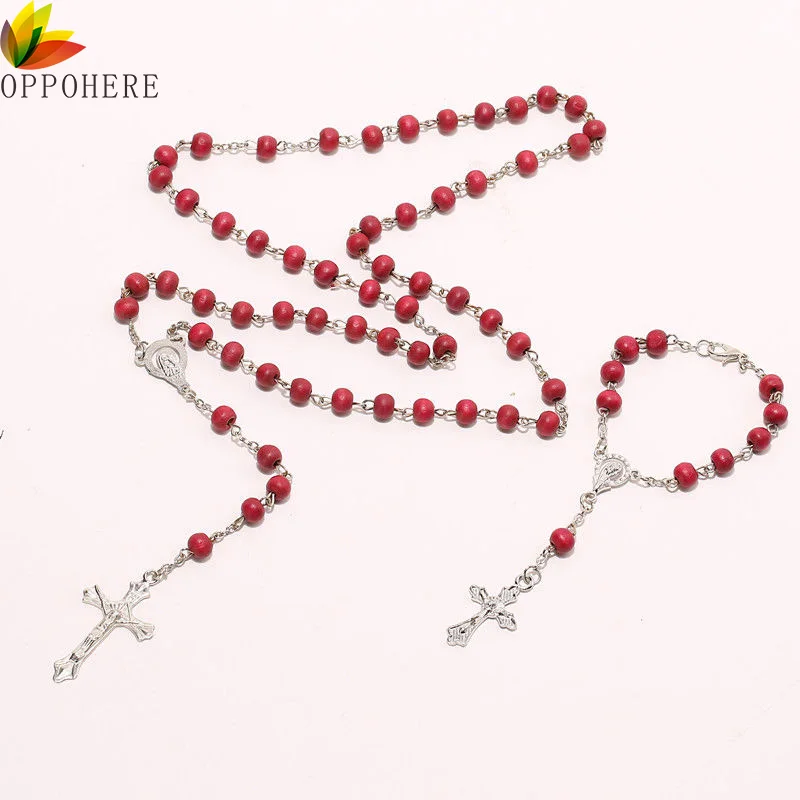 OPPOHERE Christ Religious Red Wooden Rosary Beads Chain Cross Necklace Bracelet Jewelry Pendant Fashion Necklaces Gifts
OPPOHERE Christ Religious Red Wooden Rosary Beads Chain Cross Necklace Bracelet Jewelry Pendant Fashion Necklaces Gifts