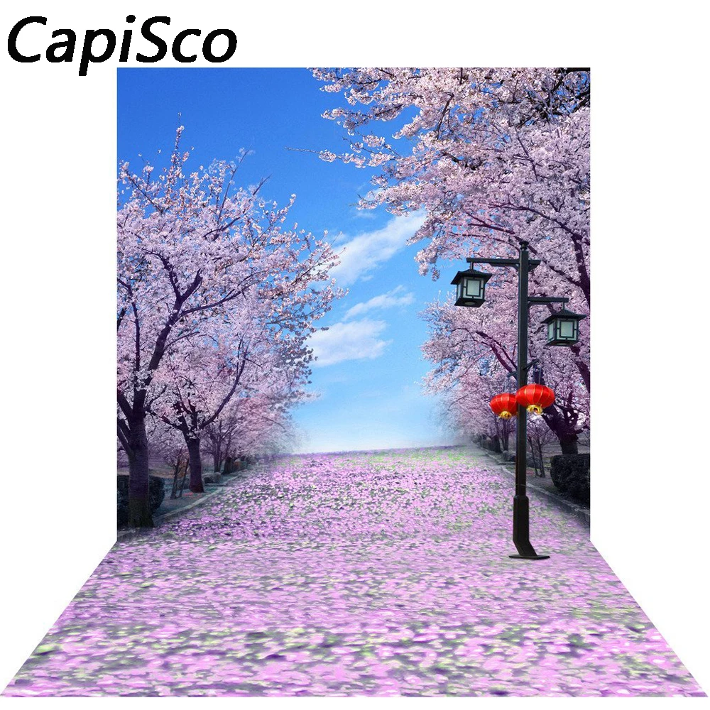 Фотофон Capisco виниловый тканевый с изображением цветущей вишни дерева сада сцены
