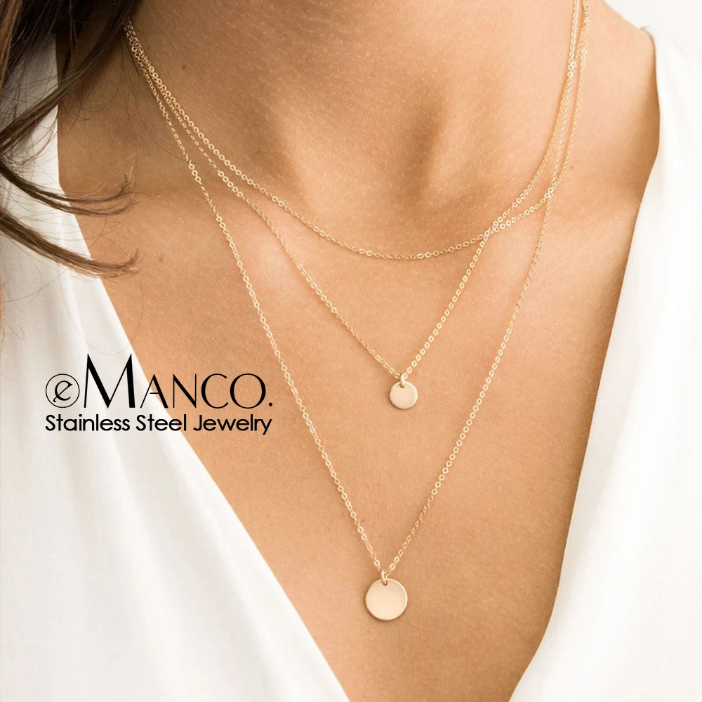 e-Manco women simple multi layered necklace chockers necklaces for women stainless steel necklace trendy jewelry
e-Manco women simple multi layered necklace chockers necklaces for women stainless steel necklace trendy jewelry