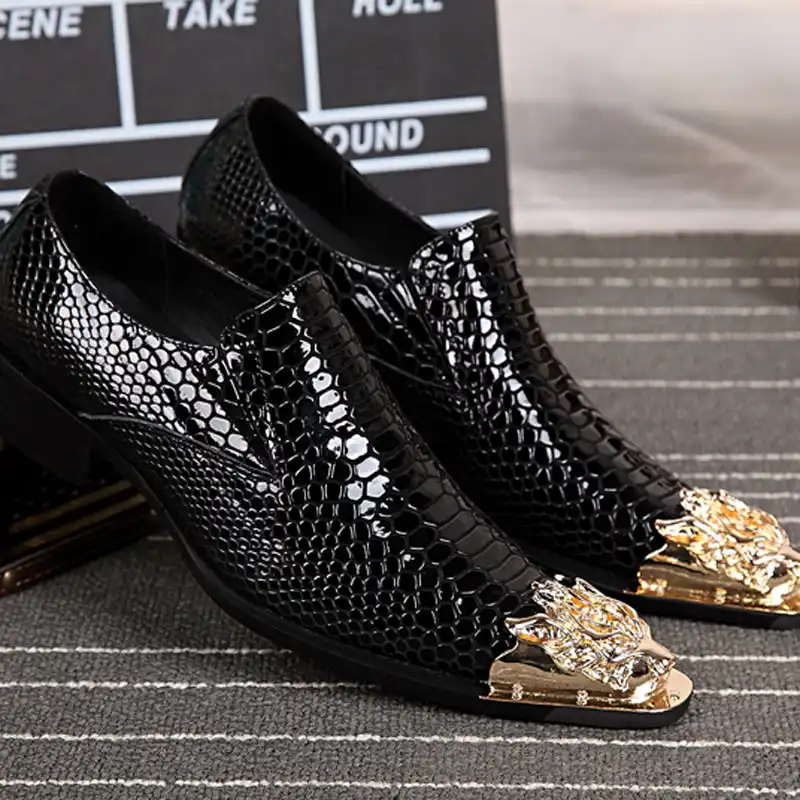 mens dress loafers black and gold
