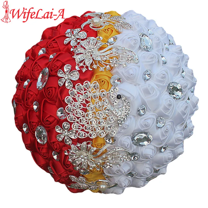 WifeLai-A Custom White Yellow Red Rose Flower Brooch Wedding Bouquets de noiva Luxury Peacock Crystal Wedding Bouquets Flowers
WifeLai-A Custom White Yellow Red Rose Flower Brooch Wedding Bouquets de noiva Luxury Peacock Crystal Wedding Bouquets Flowers