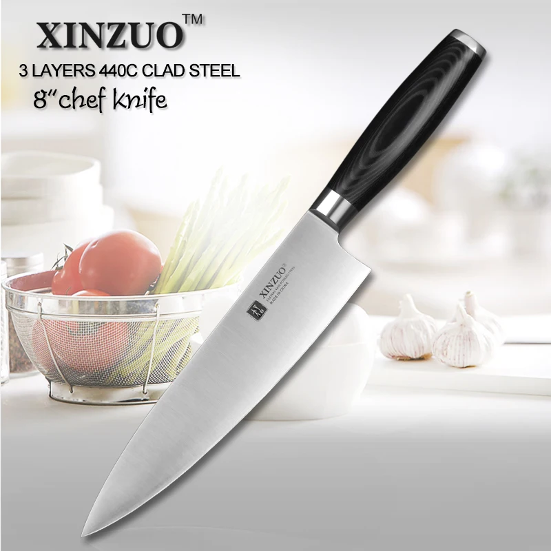 XINZUO 8'' inch Chef Knife High Carbon three Layers Clad Stainless Steel Kitchen Knives with Micarta Handle Vegetable Knife
XINZUO 8'' inch Chef Knife High Carbon three Layers Clad Stainless Steel Kitchen Knives with Micarta Handle Vegetable Knife