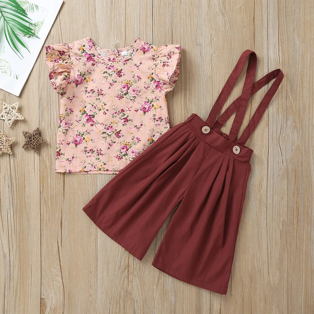 2019 Summer Girls Clothing Set Sleeveless Floral Tops+Solid Overalls Pants Clothes Outfits 2Pcs Children Clothes Suits
2019 Summer Girls Clothing Set Sleeveless Floral Tops+Solid Overalls Pants Clothes Outfits 2Pcs Children Clothes Suits