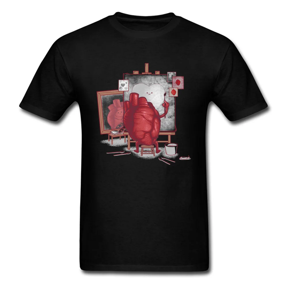 Men T-Shirt Self portrait Design Tops & Tees All Cotton Round Collar Short Sleeve Casual T-Shirt VALENTINE DAY Self portrait black