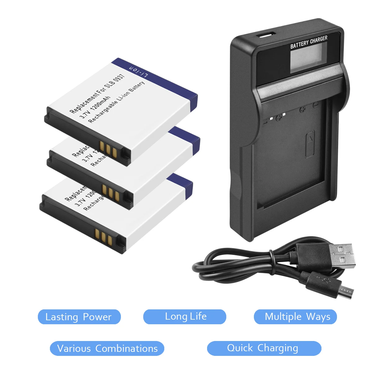 3x SLB 0937 SLB0937 Батарея + ЖК дисплей Зарядное устройство для Samsung NV33 ST10 PL10 CL5 I8 Digimax L730 L830