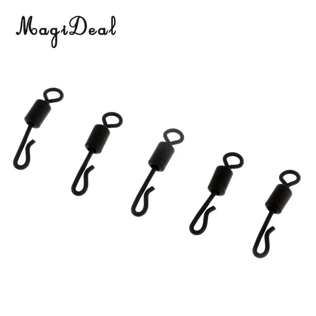25pcs Carp Fishing Swivel Quick Change / Release Swivel Hook Line Connector Q-Shaped Matte Black Swivels 4#