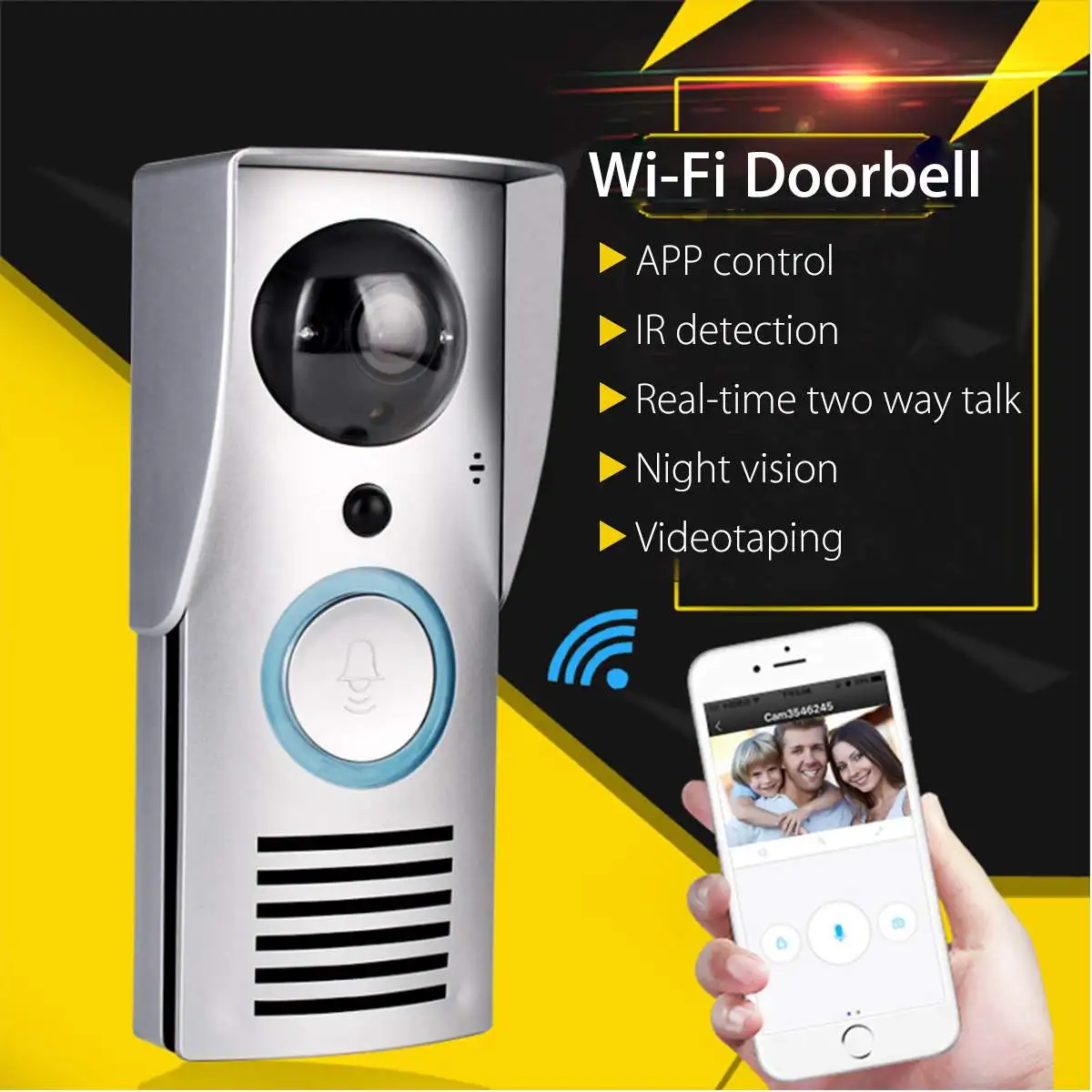 Smart WiFi Wireless Video Doorbell 720P Visual Call Intercom Camera IR Night Vision APP Control Home Security Monitoring
Smart WiFi Wireless Video Doorbell 720P Visual Call Intercom Camera IR Night Vision APP Control Home Security Monitoring