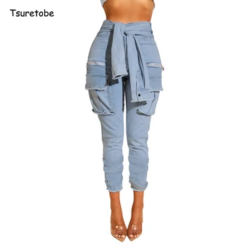 Tsuretobe Fashion Bandage Jeans Woman Summer Casual High Waist Pencil Pants Button Lady Long Denim trousers Pocket Female
Tsuretobe Fashion Bandage Jeans Woman Summer Casual High Waist Pencil Pants Button Lady Long Denim trousers Pocket Female
