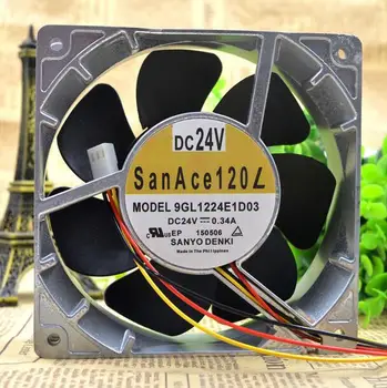 Sanyo 12CM 12038 0.34A DC24V 9GL1224E1D03 120*120*38MM 3 wire metal cooling fan