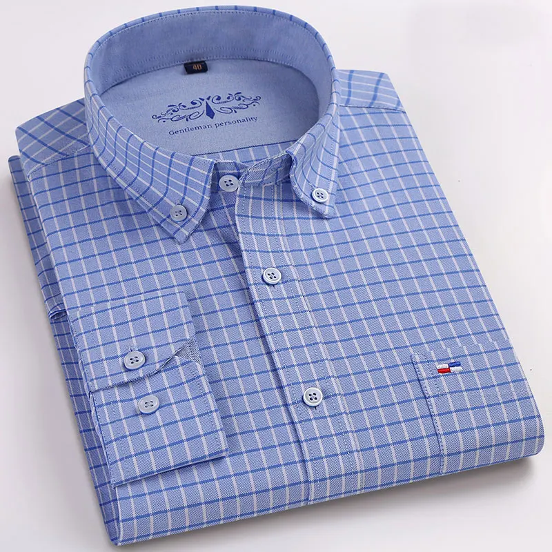 New Trend 2019 High Quality Cotton Men's Oxford Dress Shirts Fashion Long Sleeve Plaid Button-down Collar Men Smart Casual Shirt
New Trend 2019 High Quality Cotton Men's Oxford Dress Shirts Fashion Long Sleeve Plaid Button-down Collar Men Smart Casual Shirt