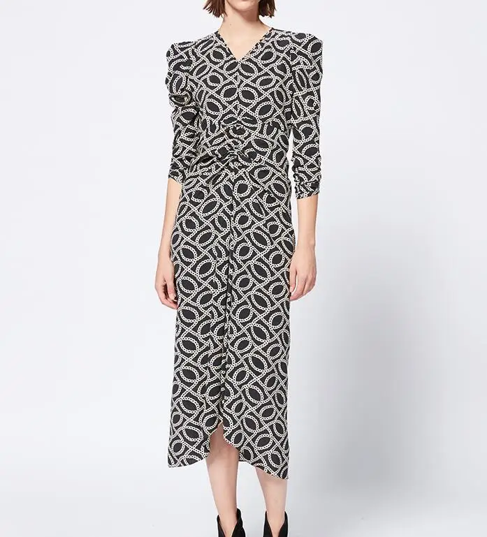 WISHBOP Woman ALBI Printed silk Midi dress Front Creased Detail V-neck 3/4 puff Sleeves HIGH Grade Dress 2019
WISHBOP Woman ALBI Printed silk Midi dress Front Creased Detail V-neck 3/4 puff Sleeves HIGH Grade Dress 2019