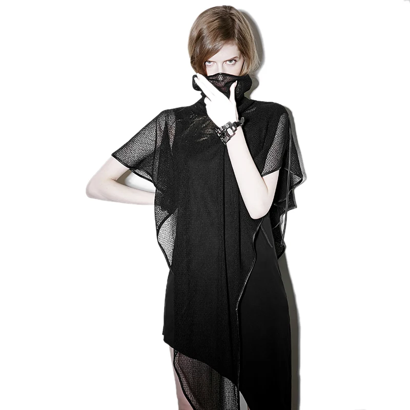 Rock Asymmetrical Hem Black Sleeveless Dress Mini Length Mesh Shawl Women Punk Casual Dresses Gothic Evening Party Club Clothing
Rock Asymmetrical Hem Black Sleeveless Dress Mini Length Mesh Shawl Women Punk Casual Dresses Gothic Evening Party Club Clothing