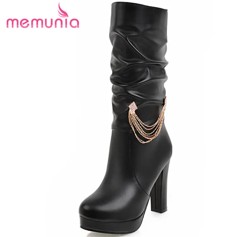 MEMUNIA new arrive 2020 fashion slip on mid calf boots autumn winter plstform boots high quality pu leather boots size 33-43 
MEMUNIA new arrive 2020 fashion slip on mid calf boots autumn winter plstform boots high quality pu leather boots size 33-43