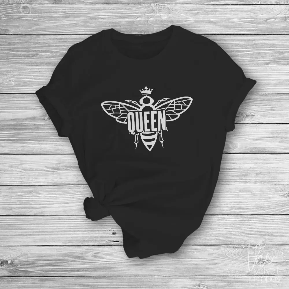 Queen Bee костюмы с милым графическим футболка Hipster лозунг забавные Модные женские