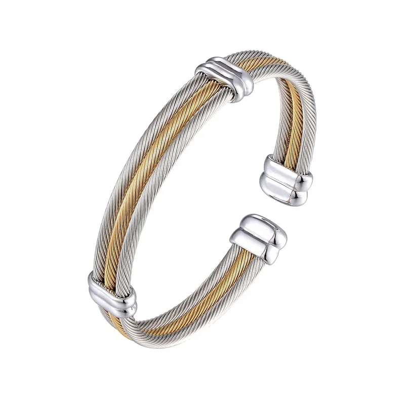 Adjustable Size Three-row Cable Bangle For Women Top Quality Stainless steel Women Jewelry Silver And Gold Color Bracelet
Adjustable Size Three-row Cable Bangle For Women Top Quality Stainless steel Women Jewelry Silver And Gold Color Bracelet