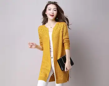 2019 Spring and autumn wear knitwear cardigan new long sleeve with hollowed-out women's sweater coat
2019 Spring and autumn wear knitwear cardigan new long sleeve with hollowed-out women's sweater coat