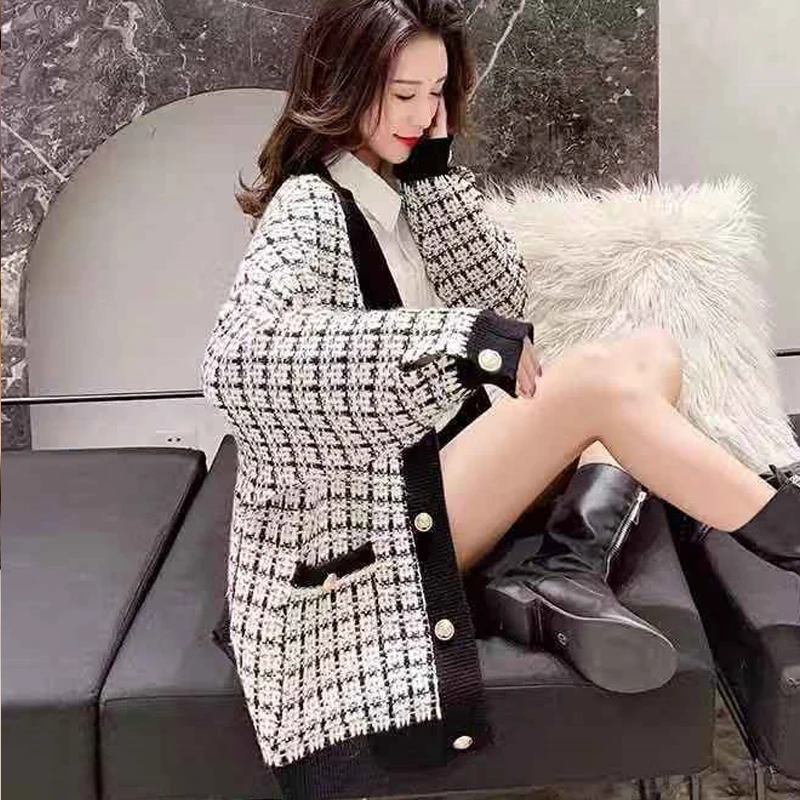 Plaid Women's Knit Cardigan Jacket College Style Loose Large Size 2019 Spring/Autumn New Knit Jacket Colorblock Joker Cardigan
Plaid Women's Knit Cardigan Jacket College Style Loose Large Size 2019 Spring/Autumn New Knit Jacket Colorblock Joker Cardigan