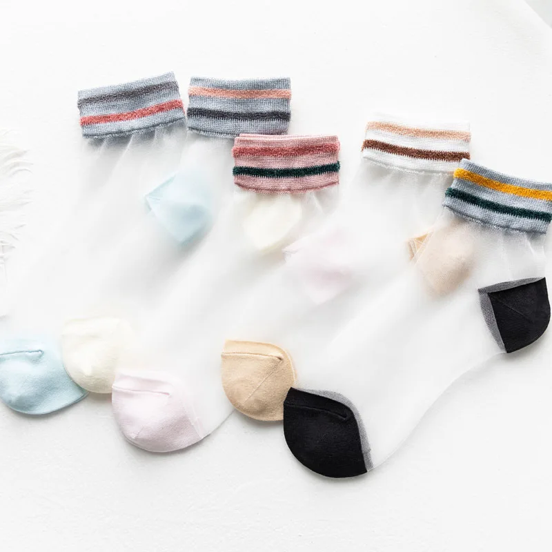 Candy Color Cute Socks Women Summer Shining Striped Ultra-thin Transparent Crystal Silk Socks Sexy Lace Mesh Short Nylon Sock
Candy Color Cute Socks Women Summer Shining Striped Ultra-thin Transparent Crystal Silk Socks Sexy Lace Mesh Short Nylon Sock