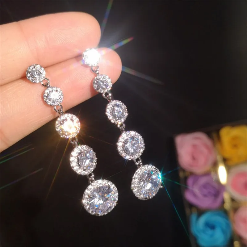 Luxury Long Drop Earrring AAAAA cz Real 925 sterling silver Statement Party Wedding Dangle Earrings for women Bridal Jewelry
Luxury Long Drop Earrring AAAAA cz Real 925 sterling silver Statement Party Wedding Dangle Earrings for women Bridal Jewelry