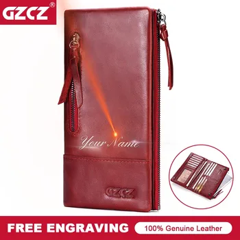 GZCZ Genuine Leather Women Wallet Female Purse Lady Walet Red Clutch Vallet ID Credit Card Holder Coin Money Bag Free Engrave
GZCZ Genuine Leather Women Wallet Female Purse Lady Walet Red Clutch Vallet ID Credit Card Holder Coin Money Bag Free Engrave