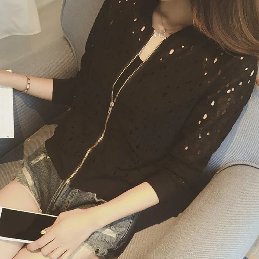 2018 New Spring Summer Lace Hollow Out Jackets Casual Slim Women Thin Jacket Lady Plus Size white black Sun protection clothing
2018 New Spring Summer Lace Hollow Out Jackets Casual Slim Women Thin Jacket Lady Plus Size white black Sun protection clothing