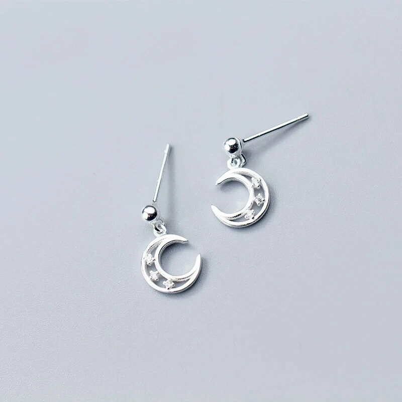 925 Sterling Silver Zircon Moon Hollow Hang Stud Earrings Two Colors For Women Wedding Silver Jewelry Girls Gift E9142
925 Sterling Silver Zircon Moon Hollow Hang Stud Earrings Two Colors For Women Wedding Silver Jewelry Girls Gift E9142
