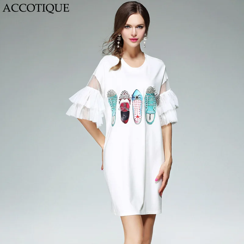 New Fashion Women's Spring Summer Diamonds Short Dress Female White Mesh Flare Sleeve Elegant Loose O-Neck Dresses,Two Colors
New Fashion Women's Spring Summer Diamonds Short Dress Female White Mesh Flare Sleeve Elegant Loose O-Neck Dresses,Two Colors