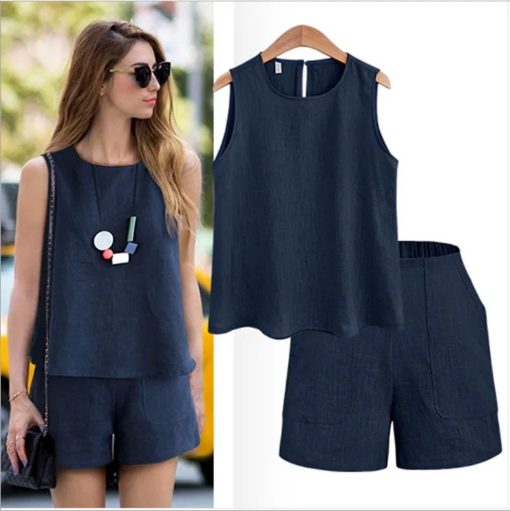 Two pieces set for women 2018 outfits fashion casual cotton linen short sleeve tops + shorts sets office suit plus size
Two pieces set for women 2018 outfits fashion casual cotton linen short sleeve tops + shorts sets office suit plus size