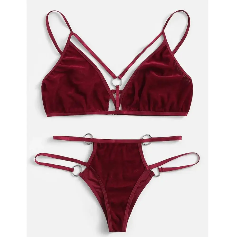 New Sexy Women Ring Linked Velvet Lingerie Set Hollowing V-Neck Bra With Thong 2019 Hot Erotic Best Sell Underwear Sets #D
New Sexy Women Ring Linked Velvet Lingerie Set Hollowing V-Neck Bra With Thong 2019 Hot Erotic Best Sell Underwear Sets #D