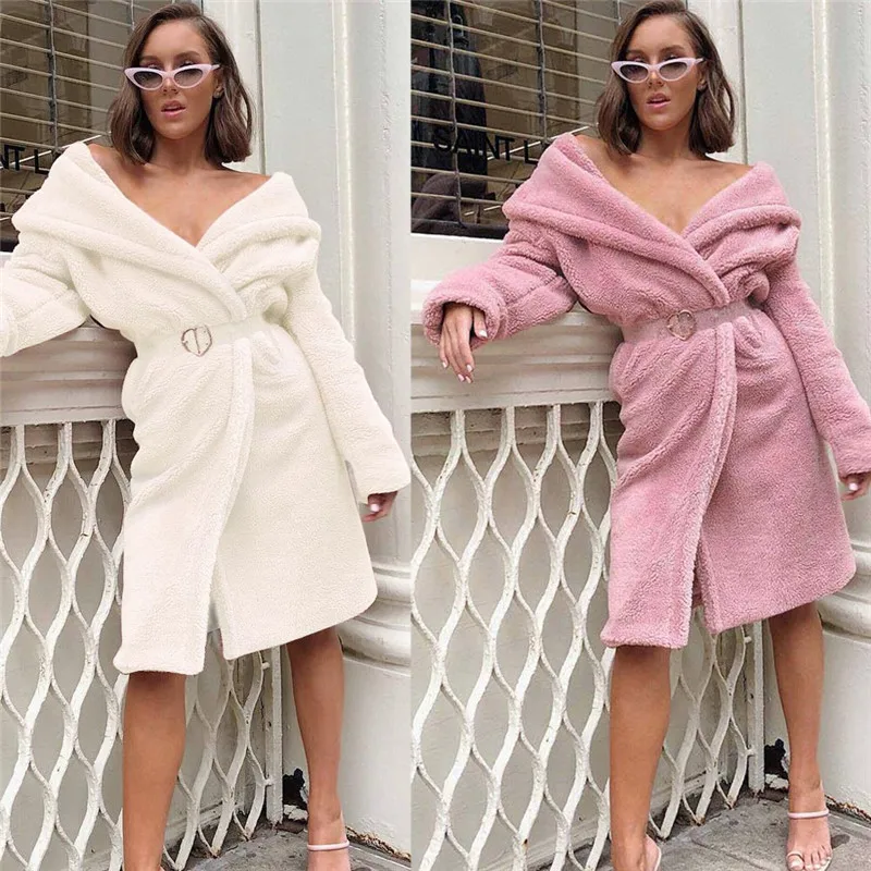 Women Coat Fashion Solid Color Turn-down Collar Cardigan Long Coat Ladies Autumn Winter Warm Comfortable Plush Coat
Women Coat Fashion Solid Color Turn-down Collar Cardigan Long Coat Ladies Autumn Winter Warm Comfortable Plush Coat