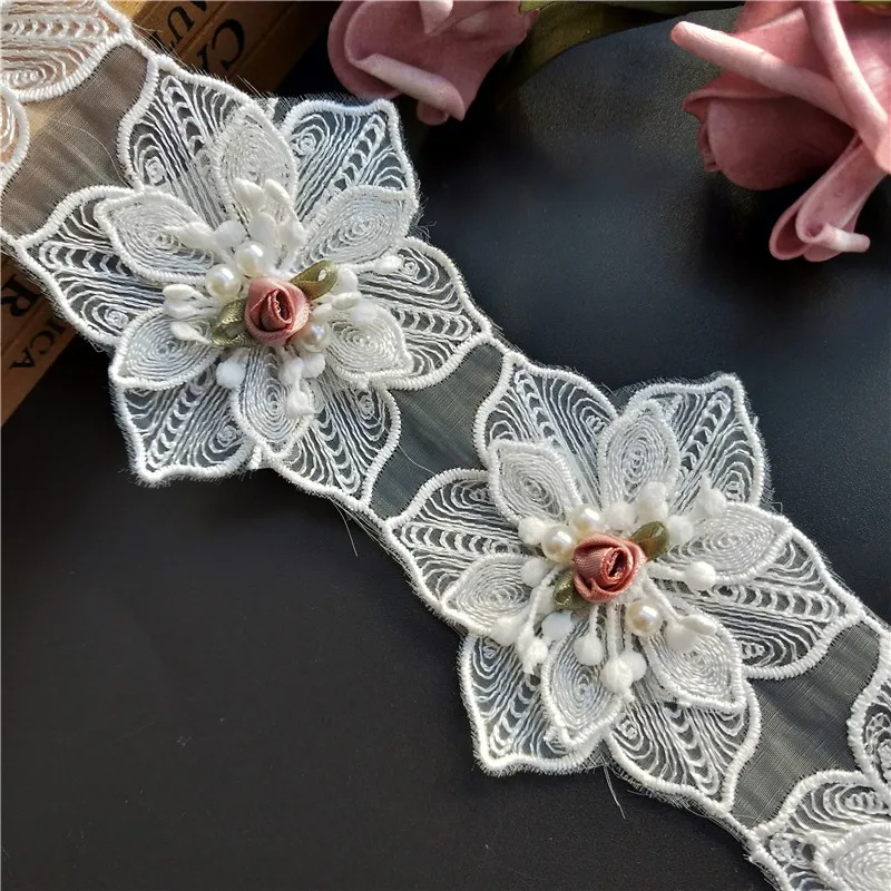 1yard White Pearl Rose Flower Embroidered Lace Trim Applique Trimming Ribbon Fabric Sewing Craft Handmade Wedding Decoration
1yard White Pearl Rose Flower Embroidered Lace Trim Applique Trimming Ribbon Fabric Sewing Craft Handmade Wedding Decoration