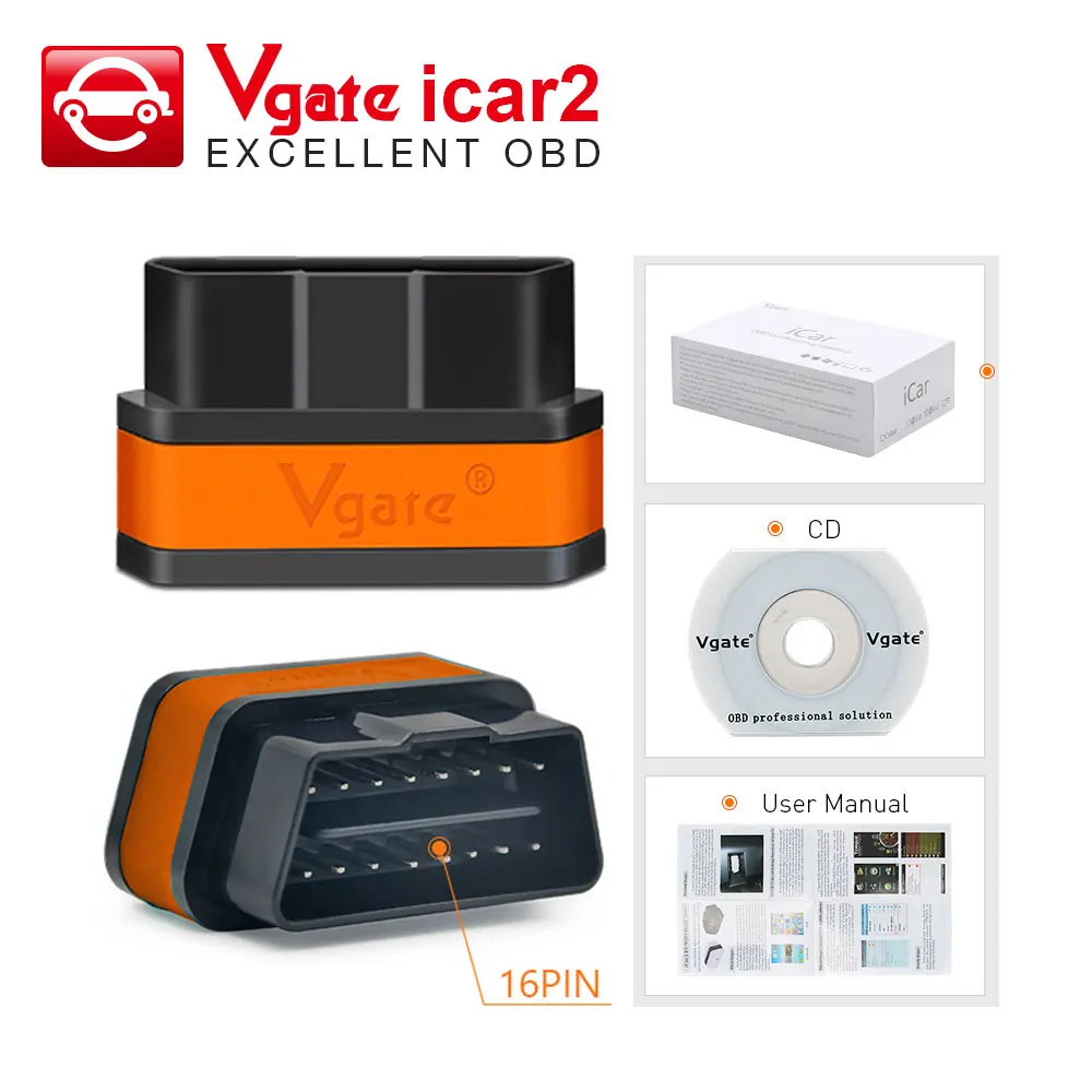 

Vgate icar2 Bluetooth/Wifi OBD2 Diagnostic tool ELM327 Bluetooth OBD 2 Scanner Mini ELM 327 WiFi for Android/IOS/PC Code Reader